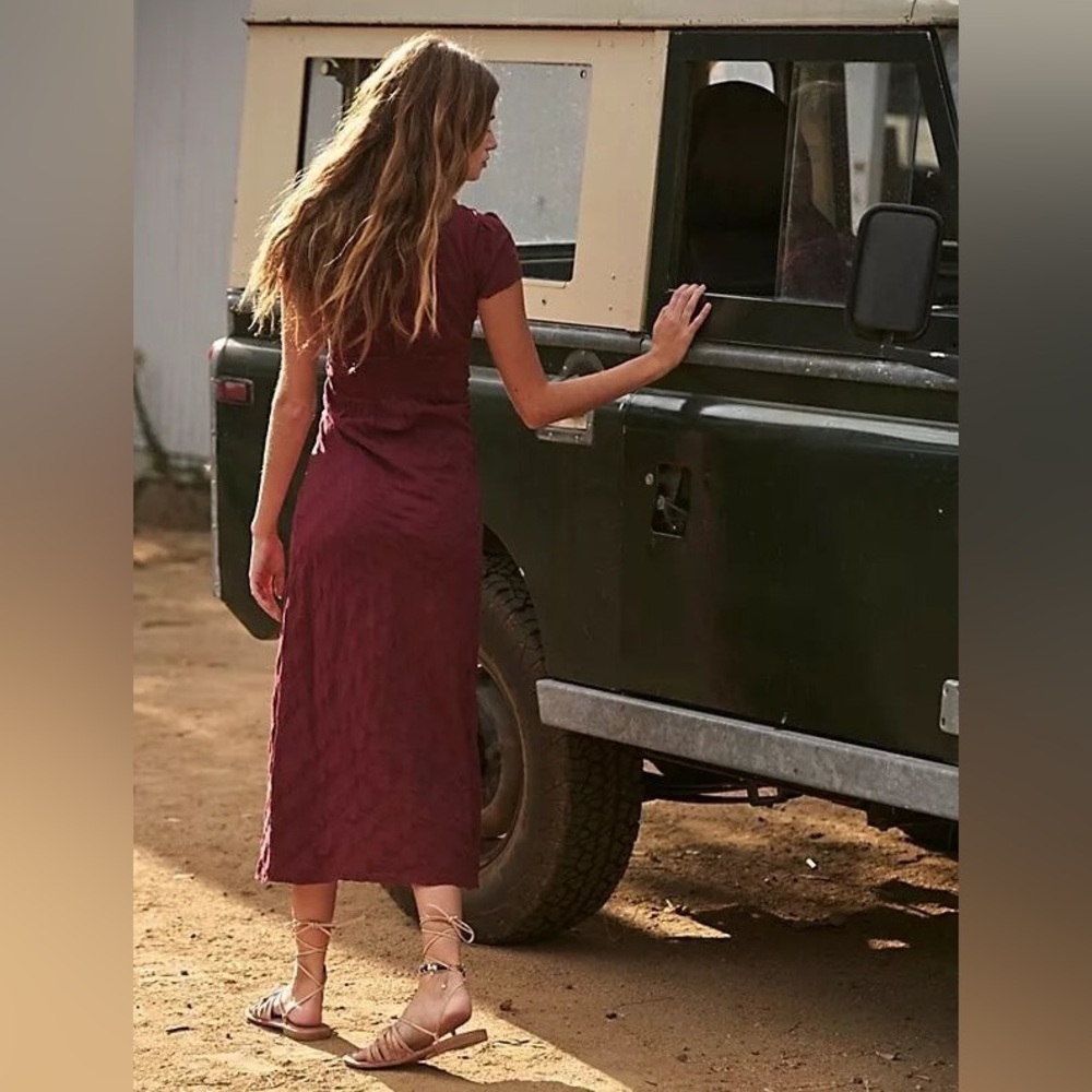 Free People Natalya Solid Midi Dress in Acai - Picture 2 of 6